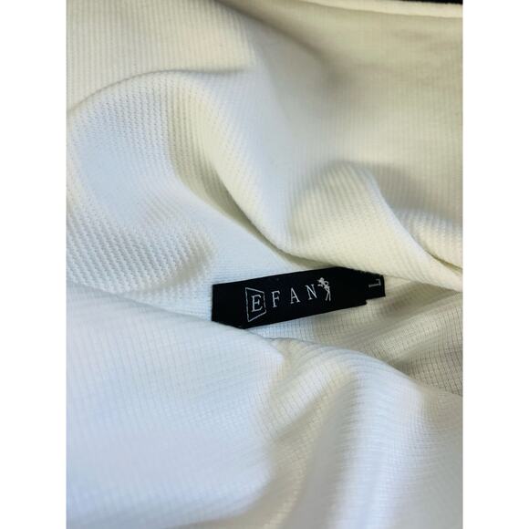 EFan White Oversized Zip Jacket Sweater Gold Hardware Size Large - Picture 9 of 10